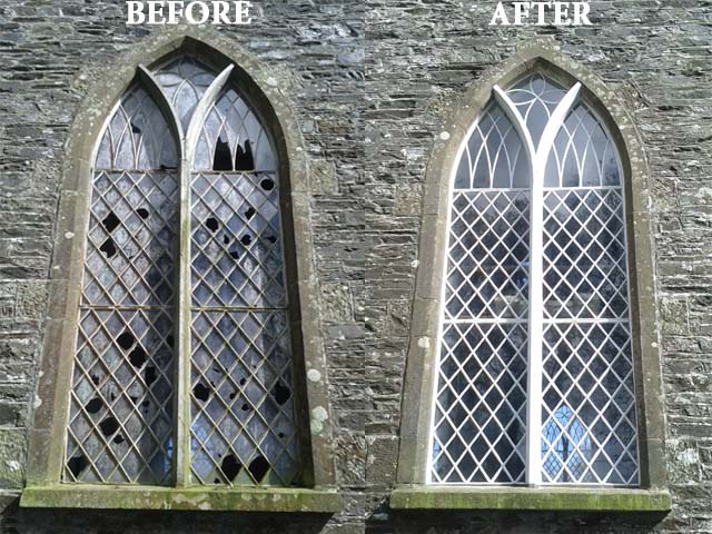 Before and after of the restoration work that has been carried out